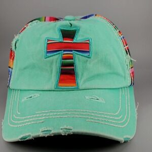 Kbethos Hat Cap Womens Green Serape Aztec Distressed Western Streetwear Boho